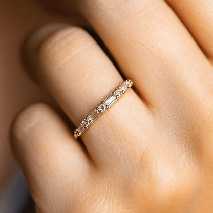 Round Cut Half eternity band Moissanite diamond wedding ring band