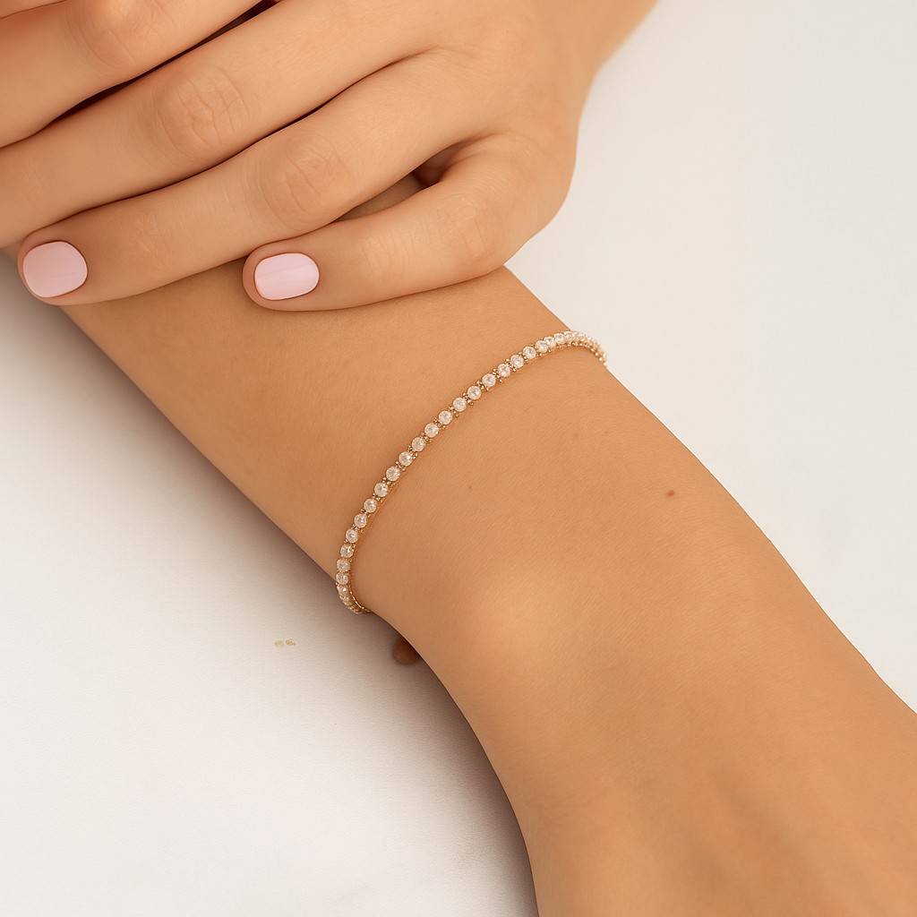 Round Diamond Half Tennis Half Paperclip Bracelet Conflict Free Diamond Stackable Bracelet