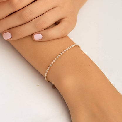 Round Diamond Half Tennis Half Paperclip Bracelet Conflict Free Diamond Stackable Bracelet