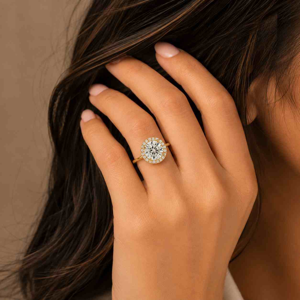 round diamond halo engagement ring, 14k gold lab diamond cathedral set wedding ring, round cut diamond anniversary ring for women