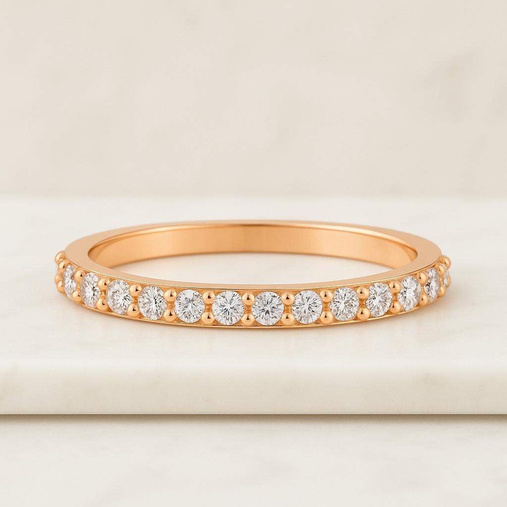 Round Diamond Moissanite Wedding Band Micro Pave Full Eternity Band Ring