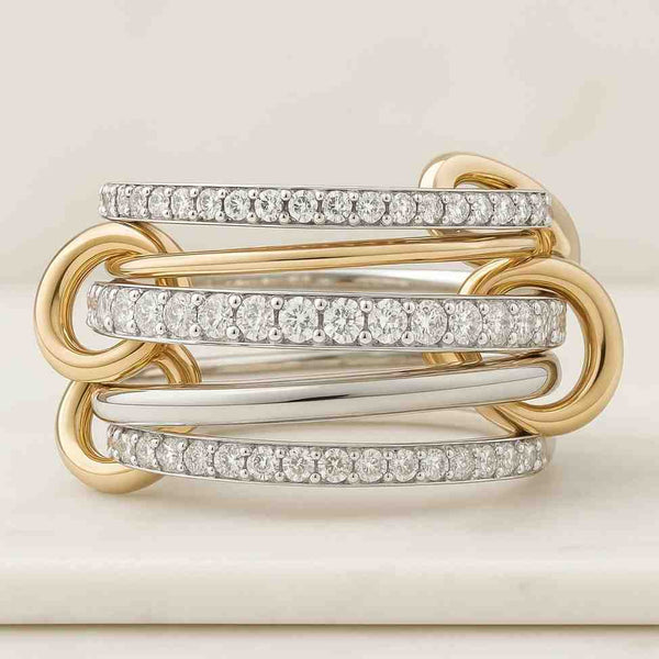 Round Diamond Pave Interlocking Ring