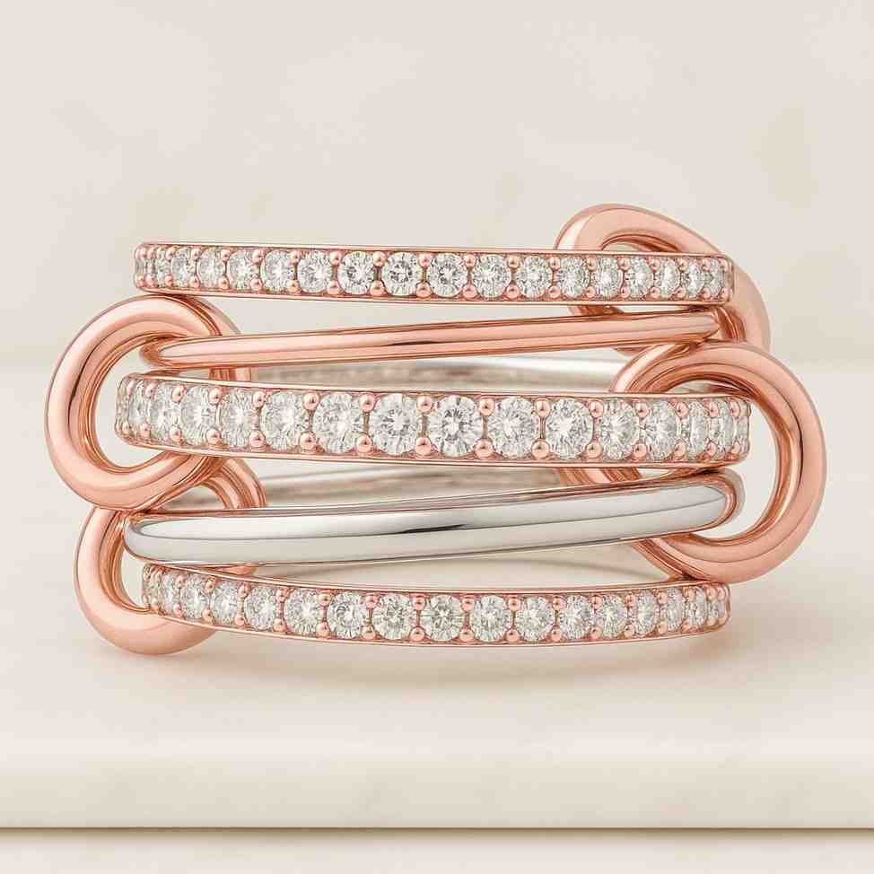 Round Diamond Pave Interlocking Ring For Gift