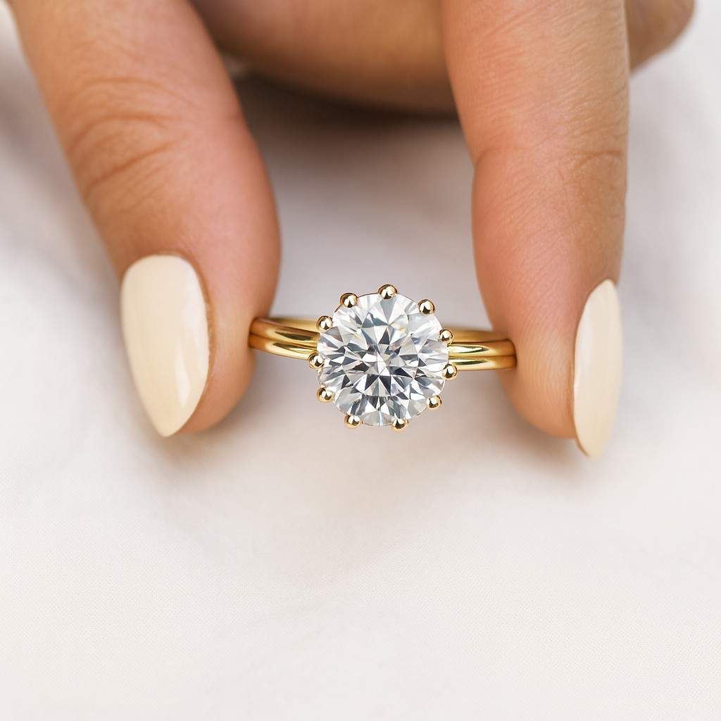 Round Diamond Proposal Ring for Her Round Cut Diamond Anniversary Ring Genuine Lab Grown Diamond Ring Birthday Gifts