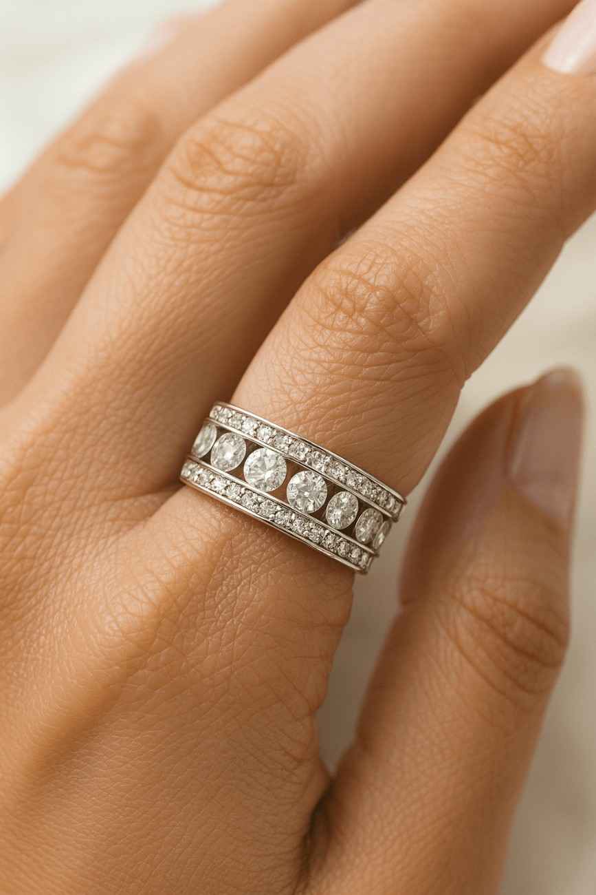 Round Diamond Ring Anniversary Gift for Her 7 Stone Ring