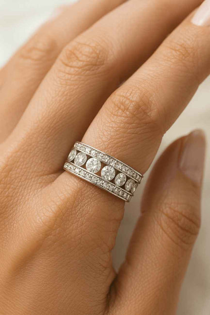 Round Diamond Ring Anniversary Gift for Her 7 Stone Ring