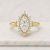 14K Gold Marquise Lab Grown Diamond Halo Engagement Ring