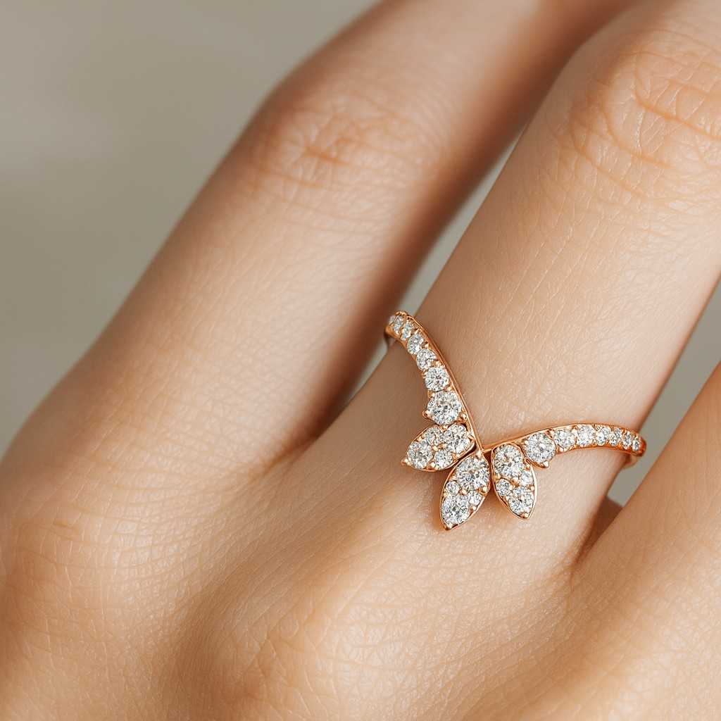 Round Diamond Ring Three Stone Engagement Ring Marquise Cut Diamond Ring for Anniversary Gift Genuine Diamond Ring for Her Side Round