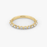 Round Diamond Single Shared Prong Half Eternity Band