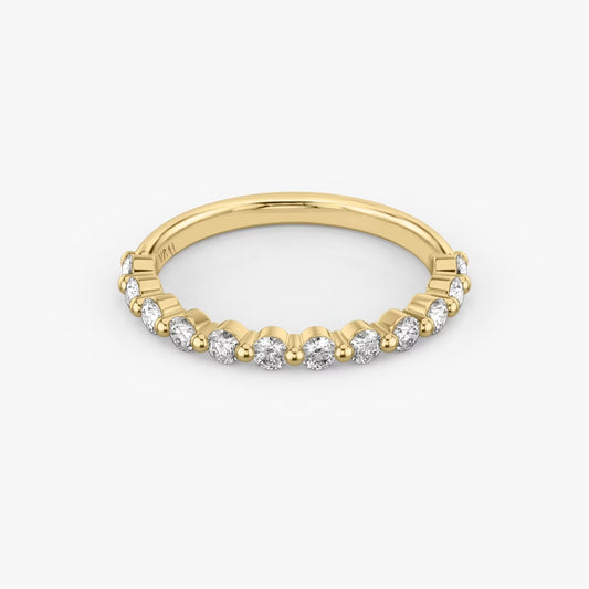 Round Diamond Single Shared Prong Half Eternity Band