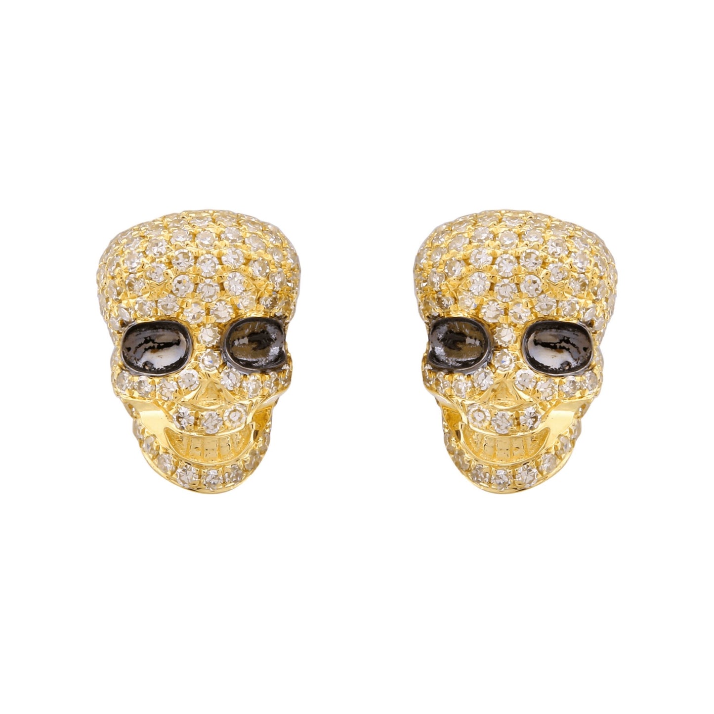 Round Diamond Skull Earring