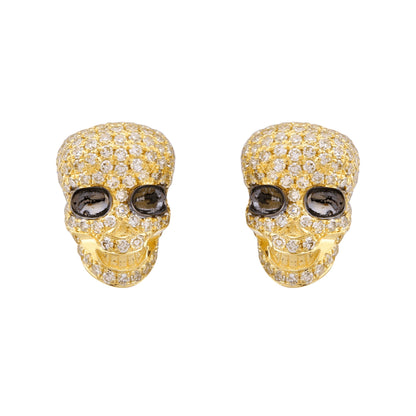 Round Diamond Skull Earring