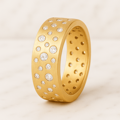 Round Diamond Stacking Ring Half Eternity Dainty Wedding Band