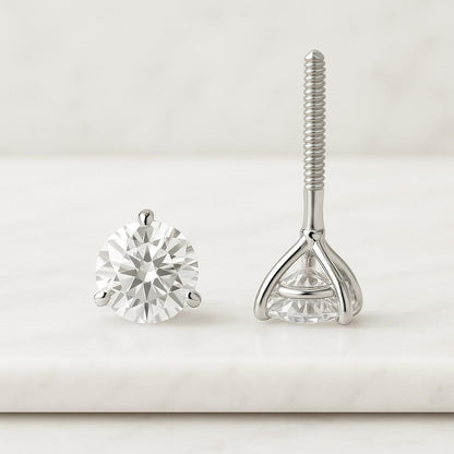 Round Diamond Stud Earrings Lab Grown Diamond Studs 1 Carat Diamond Stud Earrings Certified Diamond Studs