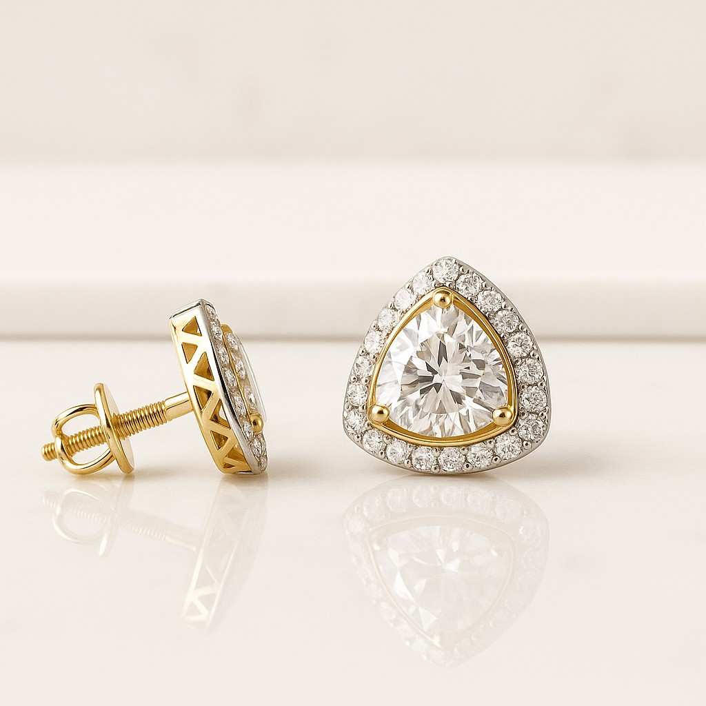 Round Diamond Stud, Wedding Earrings, Anniversary Gift for Women