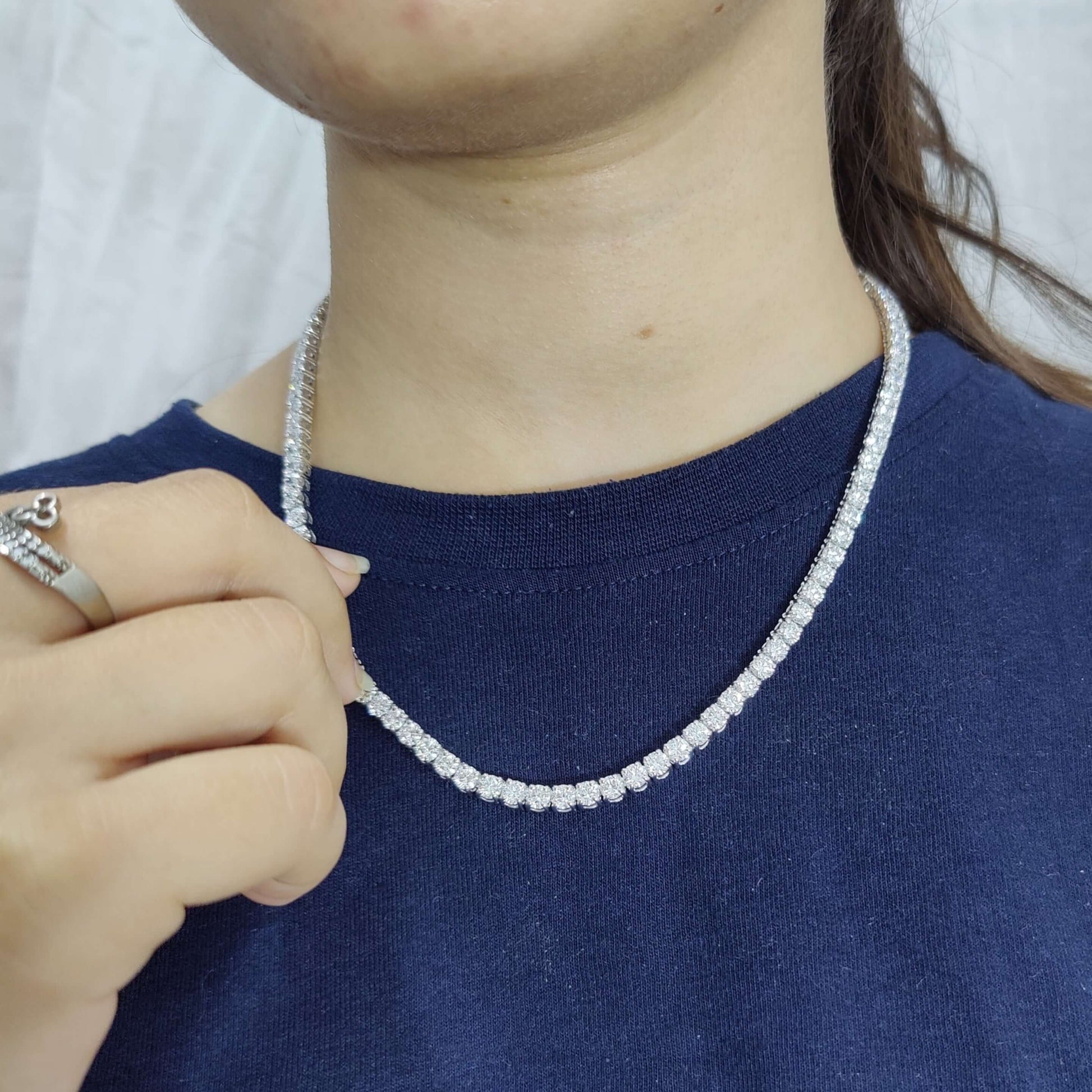 Round Diamond Tennis Necklace