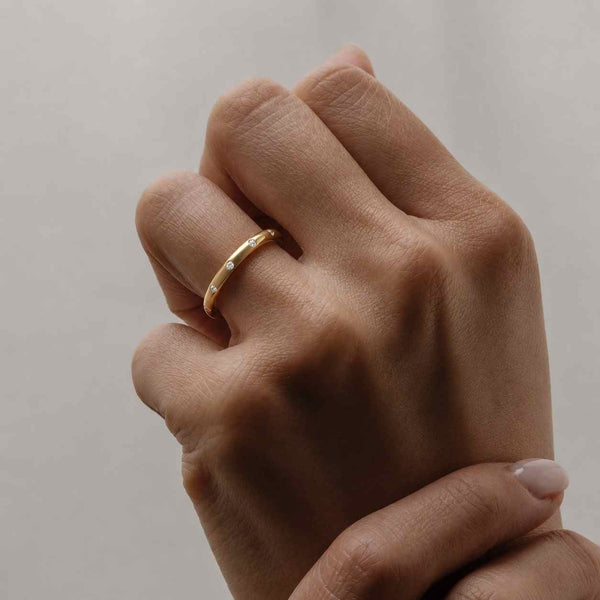 Round Diamond Wedding Band, 14K Solid Gold Flush Set Band, Lab Diamond band For Anniversary Giftr, Minimalist Tiny Diamond Band For Gift
