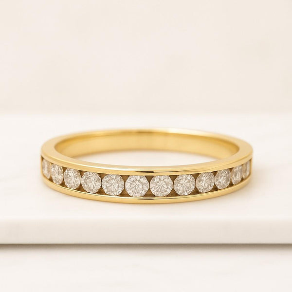 Channel Set Round Diamond Wedding Band Lab Grown Diamond Eternity Band Gift For Her