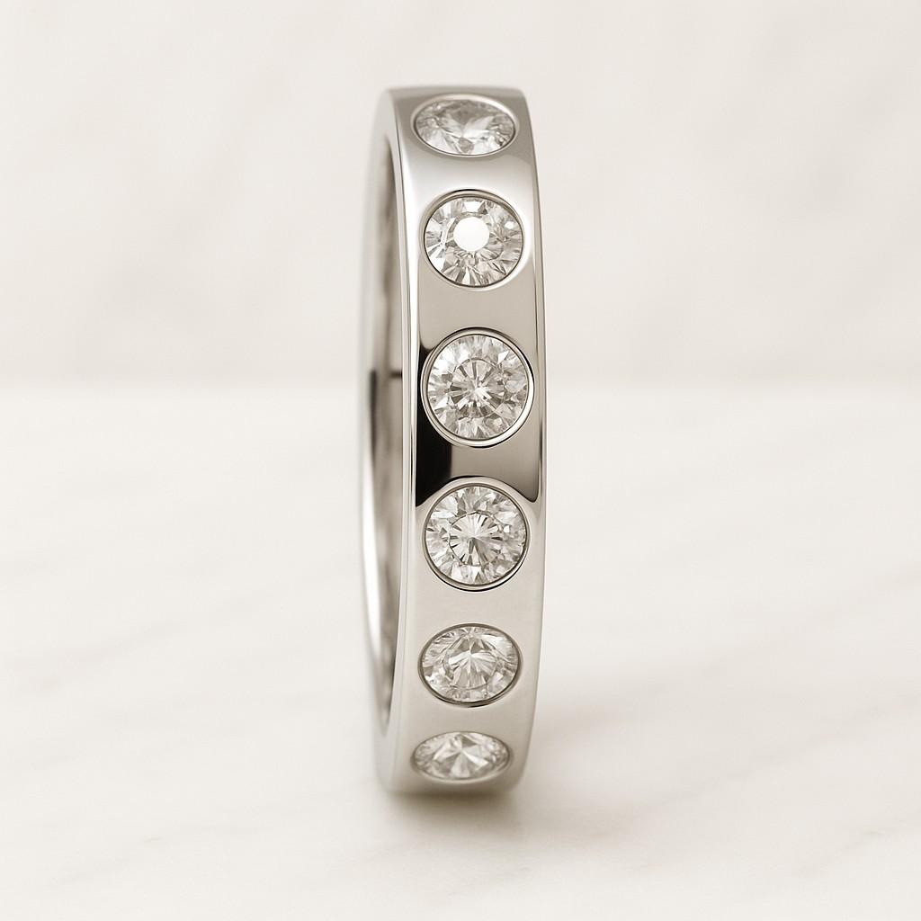 Round Diamond Wedding Band Real Lab Grown Diamond Stackable Band