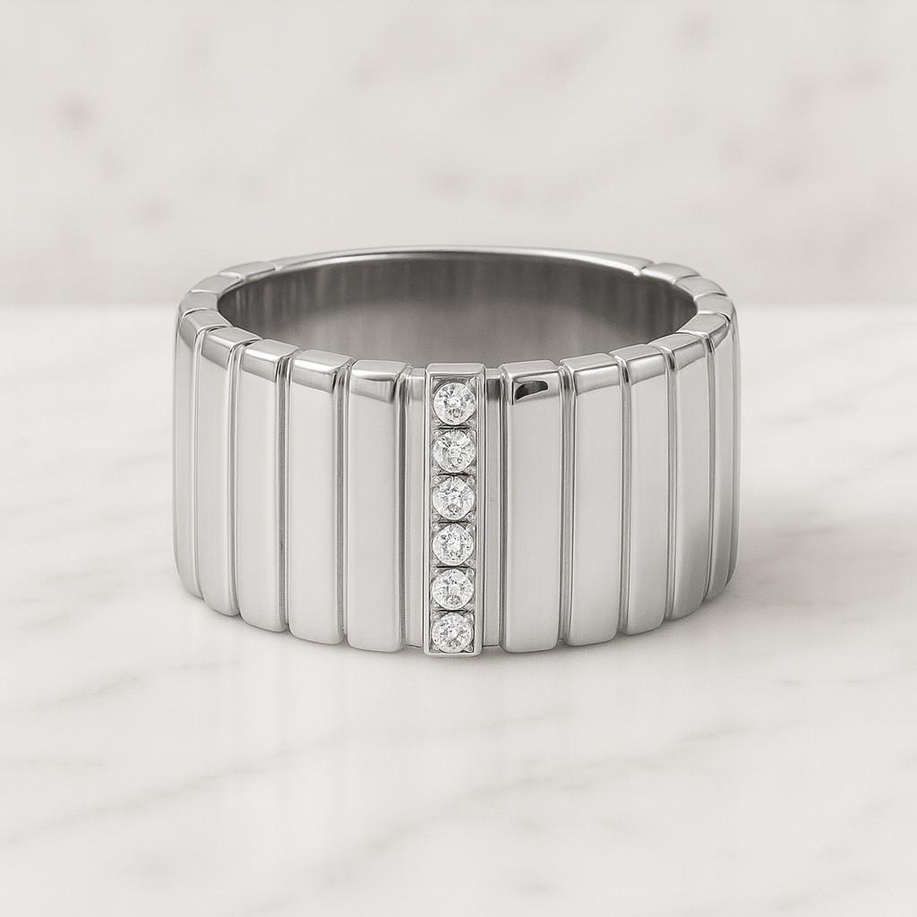 Round Distance Diamond Wedding Band, Delicate Sterling Silver Jewelry, Gold Unique Minimalist Gifts