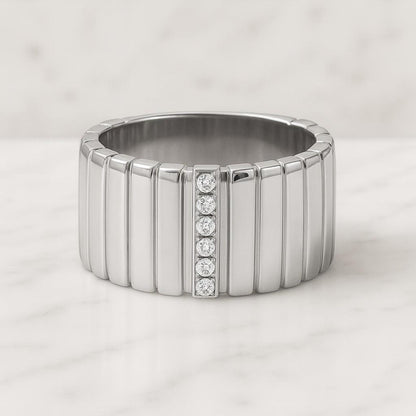 Round Distance Diamond Wedding Band, Delicate Sterling Silver Jewelry, Gold Unique Minimalist Gifts