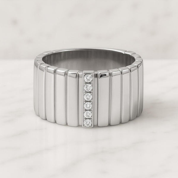Round Distance Diamond Wedding Band, Delicate Sterling Silver Jewelry, Gold Unique Minimalist Gifts