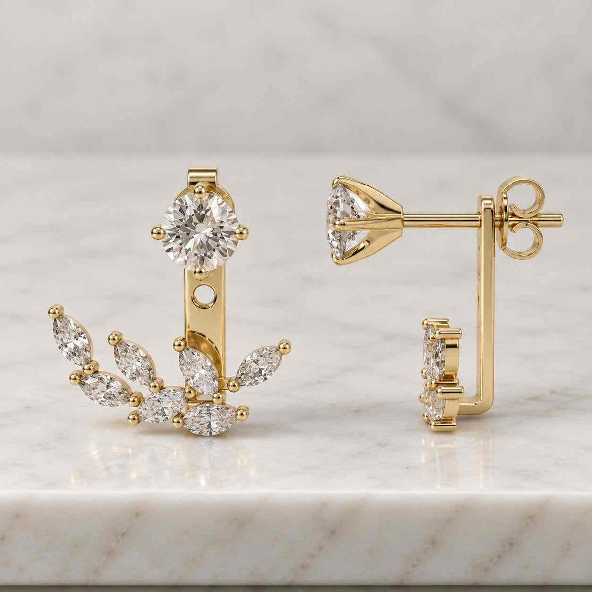 round earring lab grown diamond jackets from 0.80ct to 1.30ct 14k white/yellow/rose solid gold large
