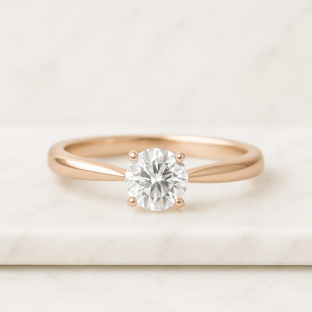 Round Engagement Ring 14k Solid Gold 3 CT Moissanite Engagement Ring Solitaire Moissanite Ring Bridal Ring Anniversary Promise Ring