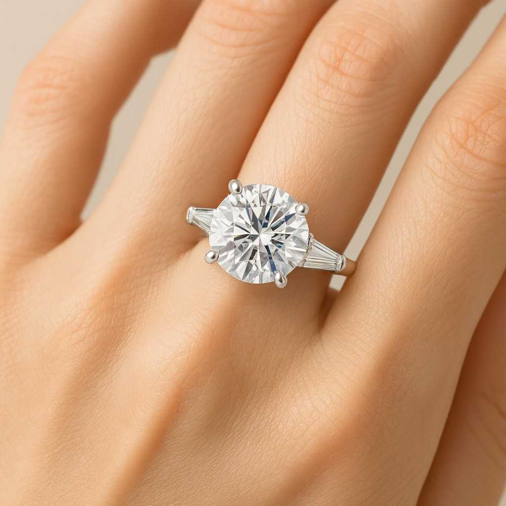 Round Engagement ring Gold Silver ring Travel ring Promise ring Wedding ring Simulated diamond ring Solitaire diamond ring Gift for her