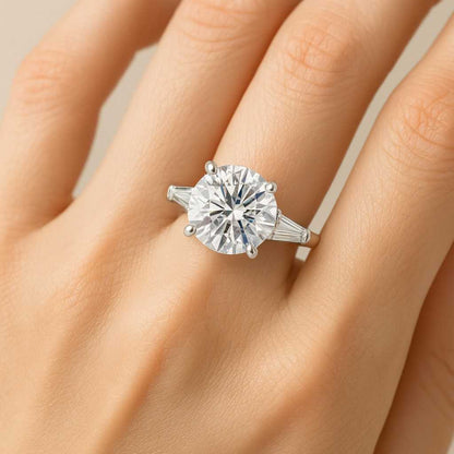 Round Engagement ring Gold Silver ring Travel ring Promise ring Wedding ring Simulated diamond ring Solitaire diamond ring Gift for her