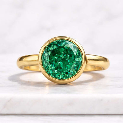 Round Green Gemstone Ring
