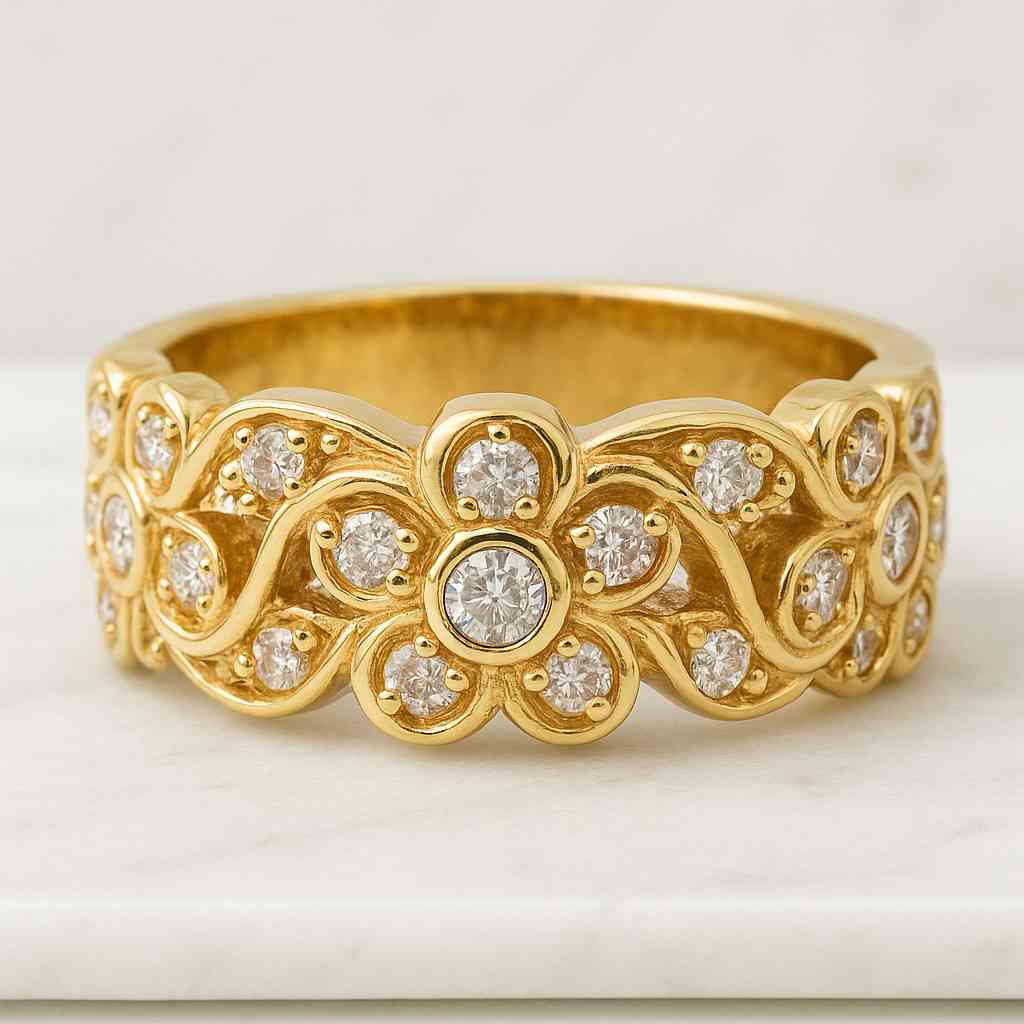 Round Halo Cluster Diamond Ring Lab Grown Engagement Ring Solitaire Bridal Ring Pavé Band