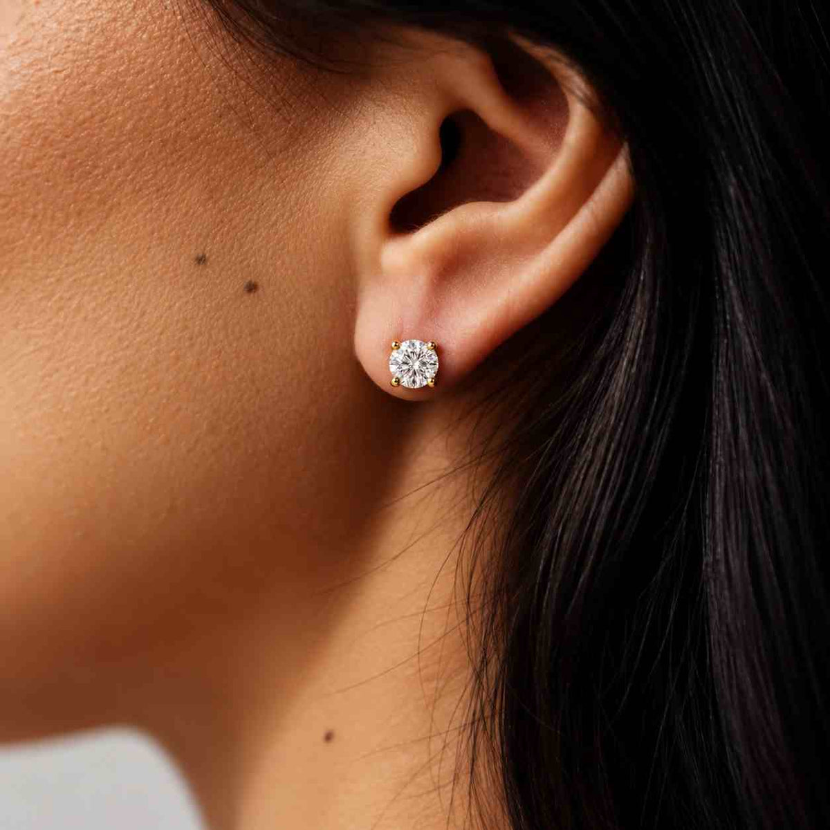 round ideal cut igi certified d color vvs2 clarity lab diamond stud earrings 14k gold 4 prongs martini set pushbacks
