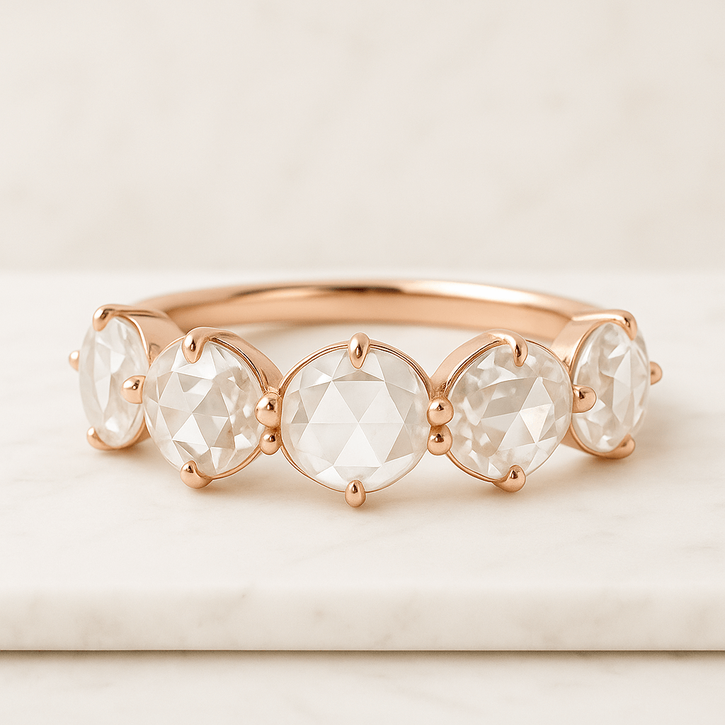 Round Lab Diamond Flower Halo Engagement Ring 14K Rose Gold, IGI Certified