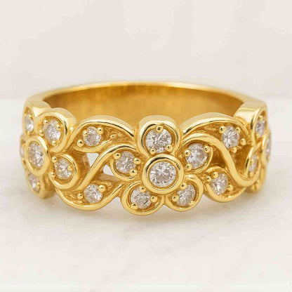 Round Lab Diamond Flower Halo Engagement Ring IGI Certified Round Ideal Cut Lab Grown Diamond Engagement Ring Sun flower Cluster Diamond ring