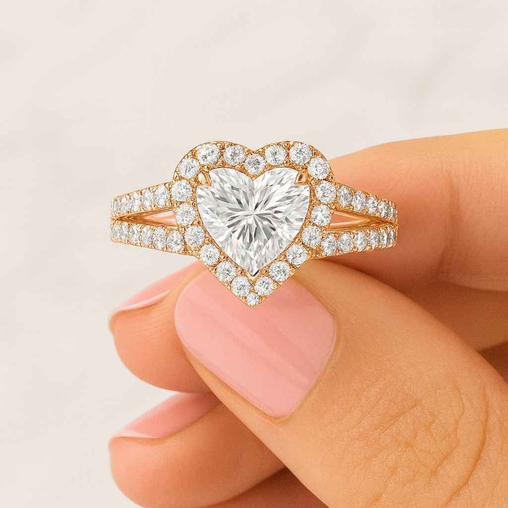 Round Lab Diamond Ring Set Genuine Lab Diamond Engagement Ring for Her