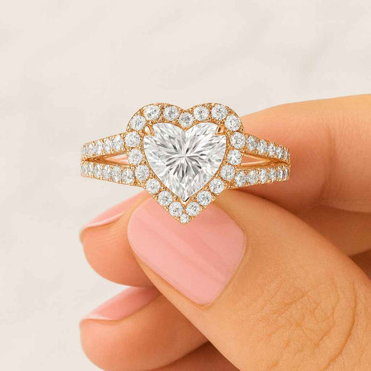 Round Lab Diamond Ring Set Genuine Lab Diamond Engagement Ring for Her