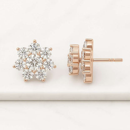 Round Lab Diamond Sterling Silver Stud Earrings Gift Boxed