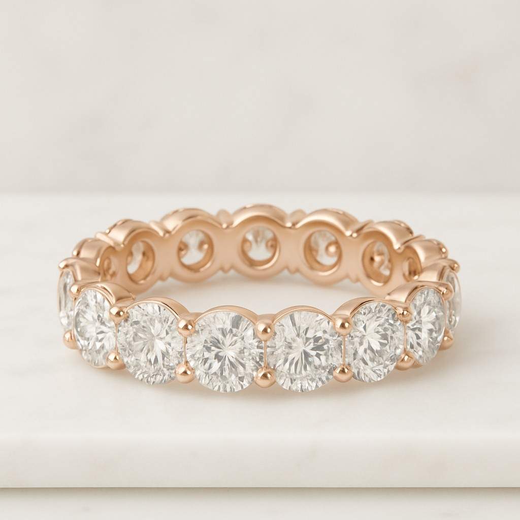 Round Lab Grown Diamond Band 3MM Round Diamond Wedding Band