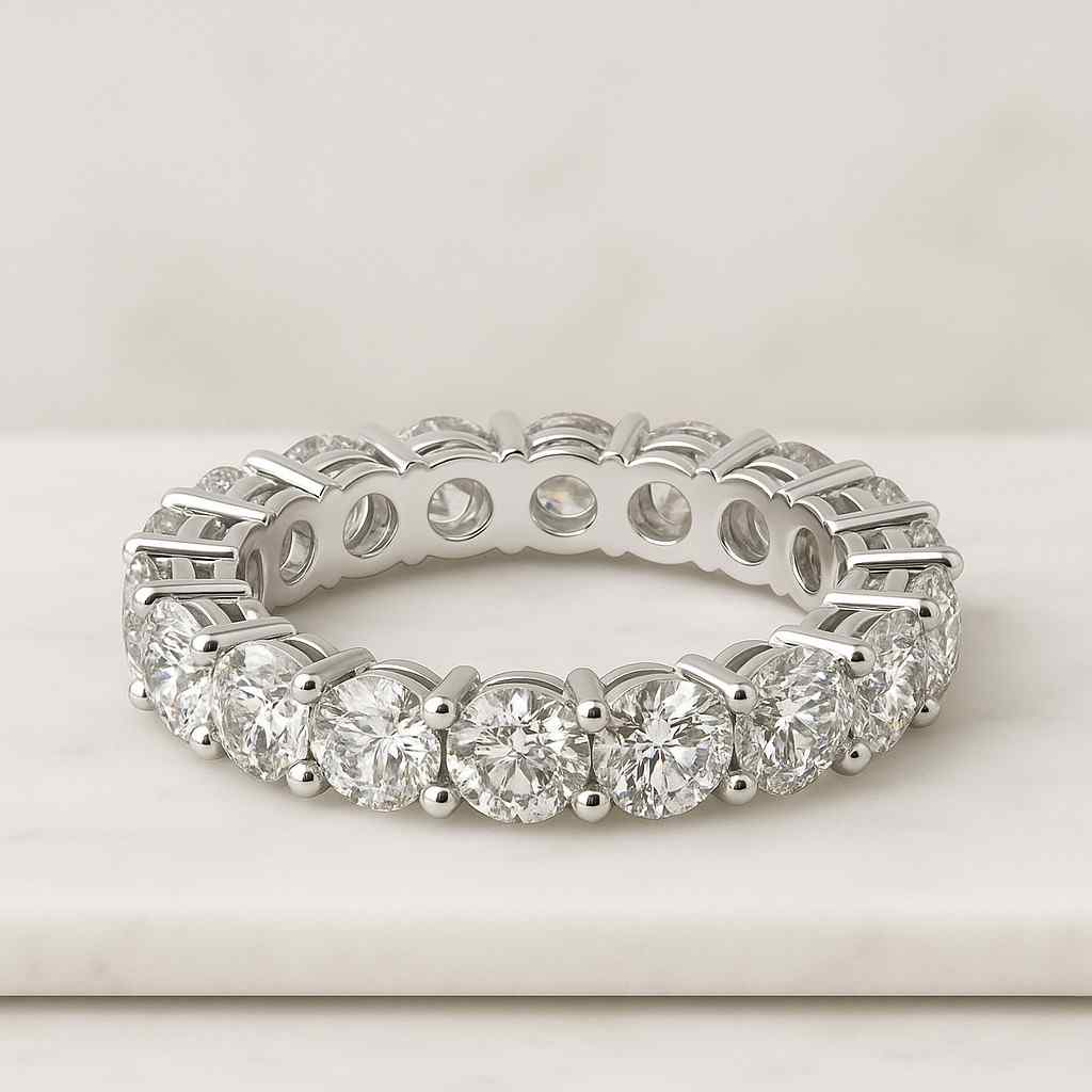 Round Lab Grown Diamond Band 3MM Round Diamond Wedding Band Round Lab Diamond Band