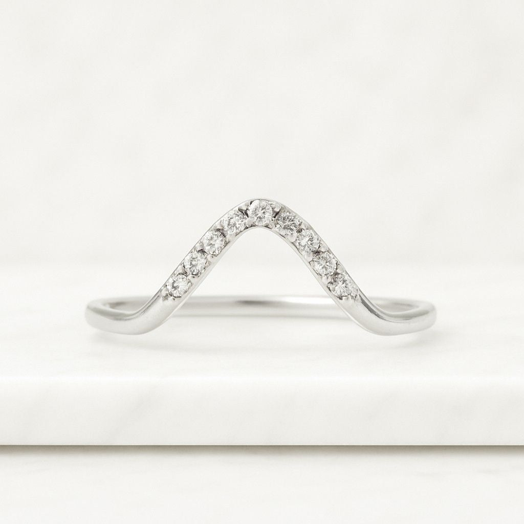 Round Lab Grown Diamond Curved Ring Sustainable Wedding Band for