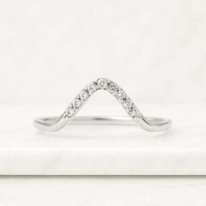 Round Lab Grown Diamond Curved Ring Sustainable Wedding Band for