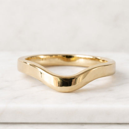 Round Lab Grown Diamond Curved Ring Sustainable Wedding Band for Women Lab Create Diamond Band Ring Anniversary Gift for Wife
