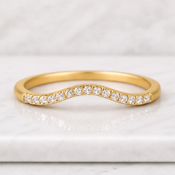 Round Lab Grown Diamond Curved Rings
