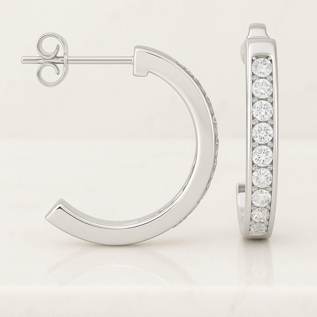 Round Lab Grown Diamond Earrings CVD Diamond Circle Stud Earrings