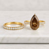 Vivid Fancy Brown Pear Cut Lab Grown Diamond Bridal Ring Set
