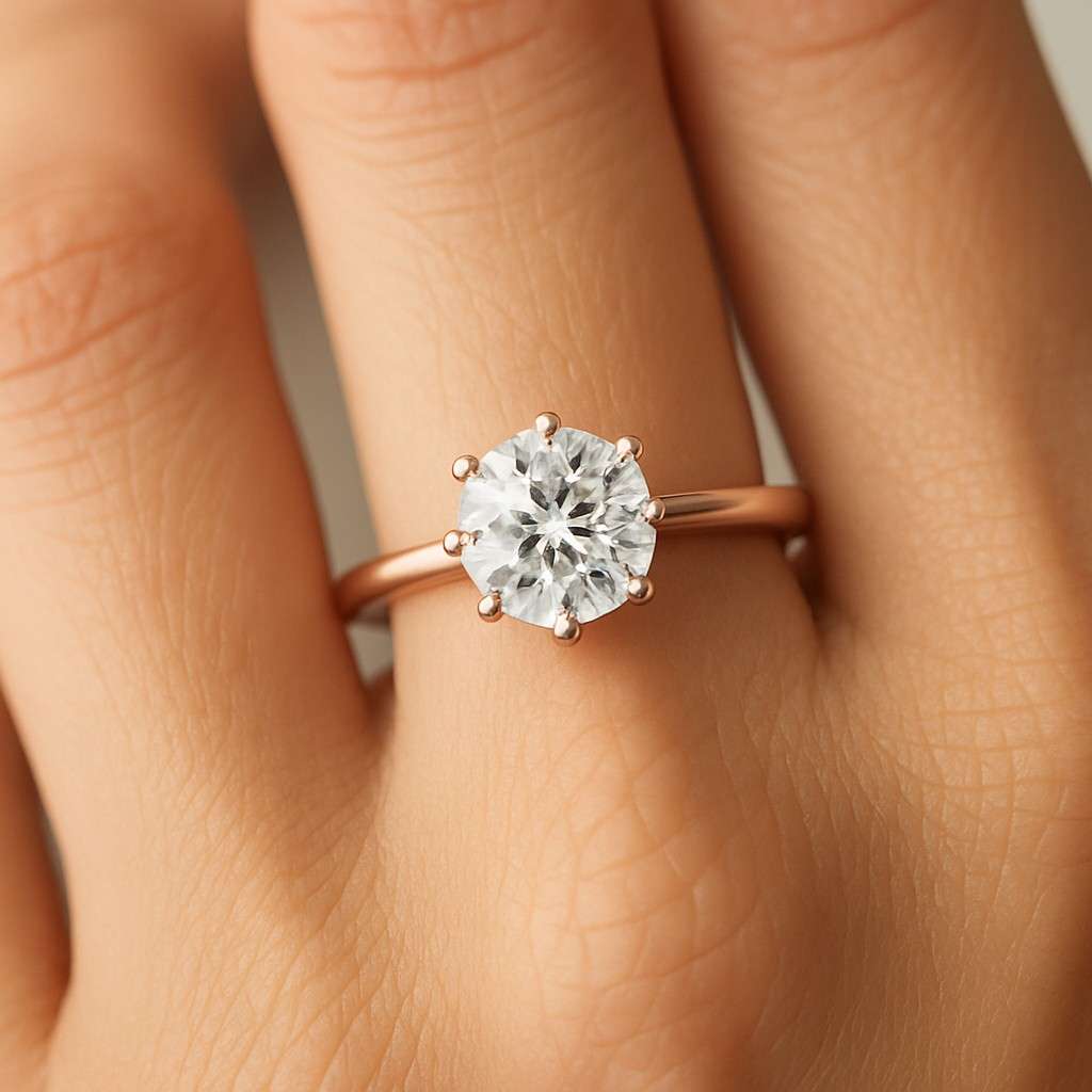 Round Lab Grown Diamond Engagement Ring Lab Created Diamond Wedding Ring Diamond Anniversary Ring for Wife Comfort Fit Twisted Band 