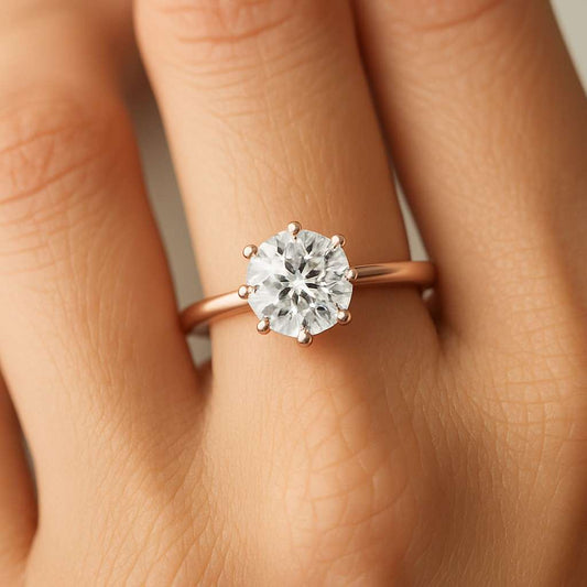 Round Lab Grown Diamond Engagement Ring Lab Created Diamond Wedding Ring Diamond Anniversary Ring for Wife Comfort Fit Twisted Band 