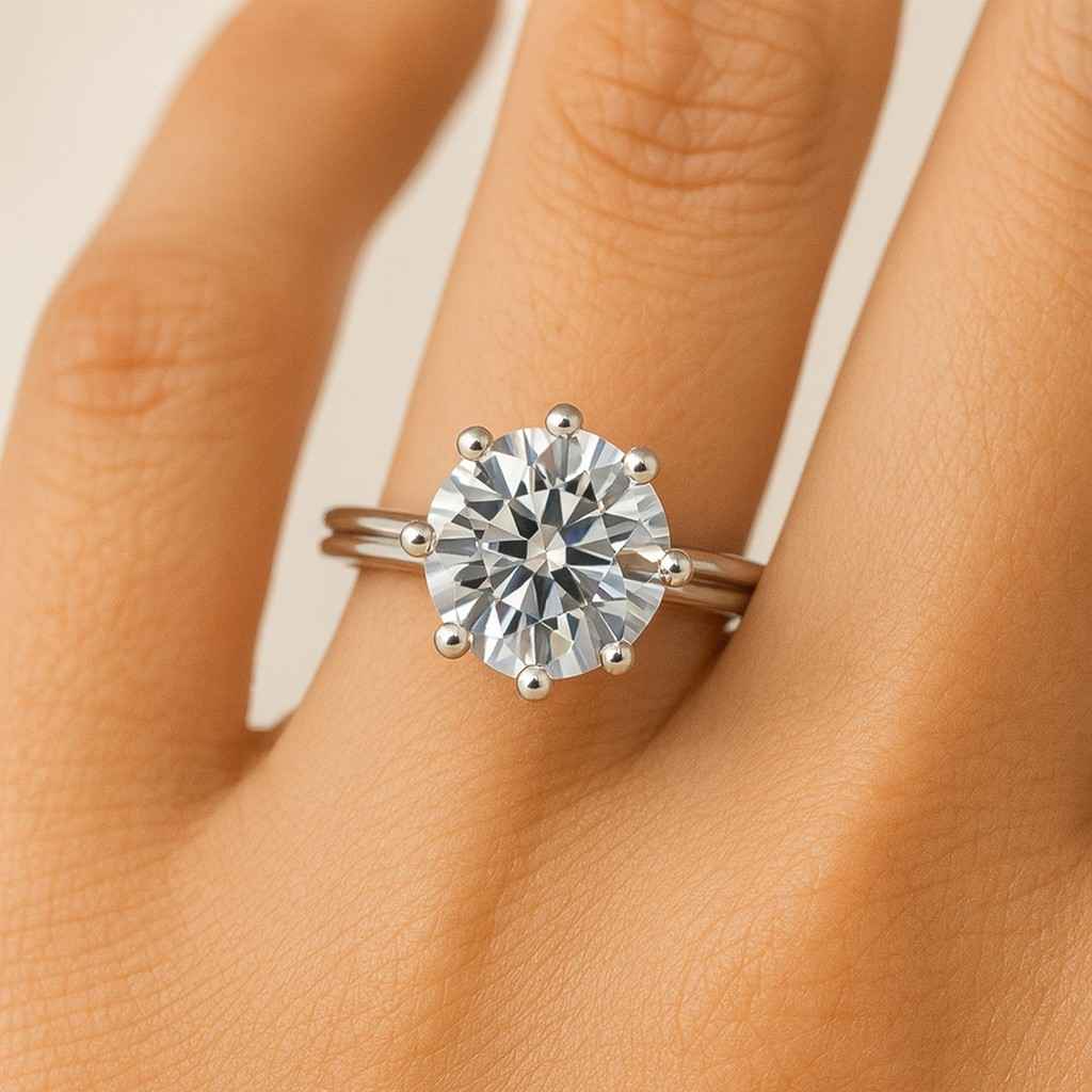 Round Lab Grown Diamond Engagement Ring, Lab Created Diamond Wedding Ring, Diamond Anniversary Ring for Wife, Comfort Fit Twisted Band Gift