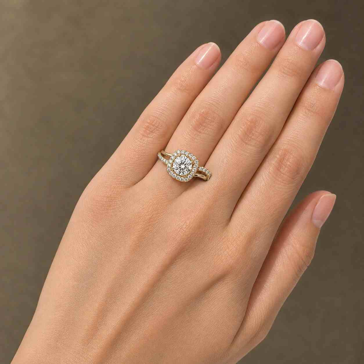 Round Lab Grown Diamond Engagement Ring, Round Cut Halo Ring, 1st Anniversary Gift
